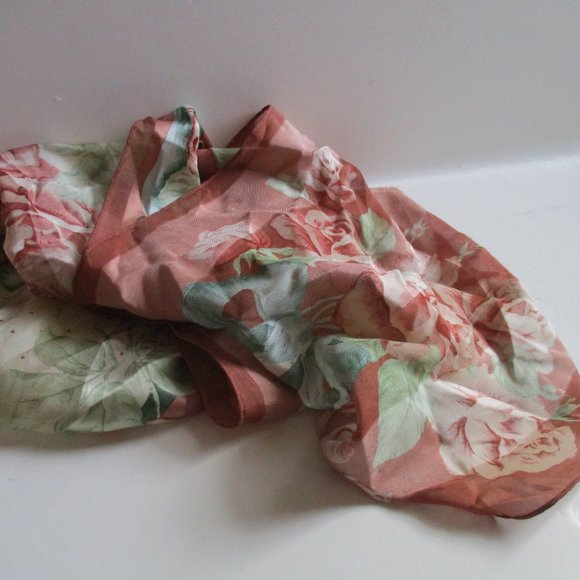 *Adrienne Vittadini Pastel Mauve, Cream and GreenSemi Sheer Floral Scarf - Picture 3 of 5
